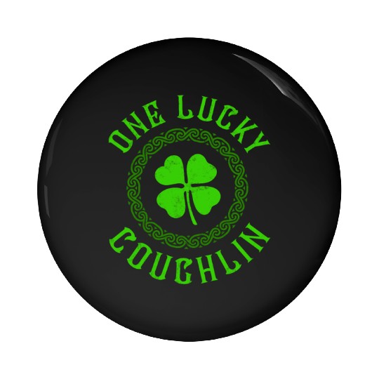 One Lucky Coughlin Irish Family 4 Leaf Clover Pin Buttons