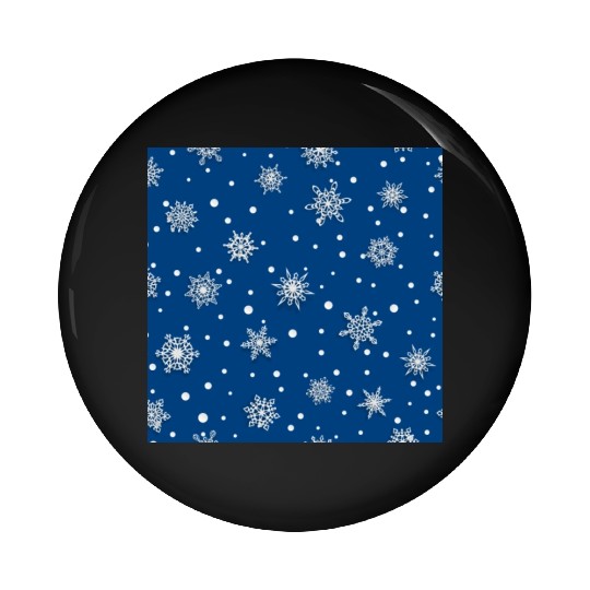 Modern Navy Blue Snowflakes Pattern Pin Buttons
