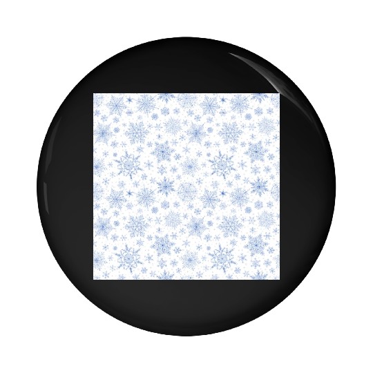 Modern Snowflakes Pattern White Blue Pin Buttons