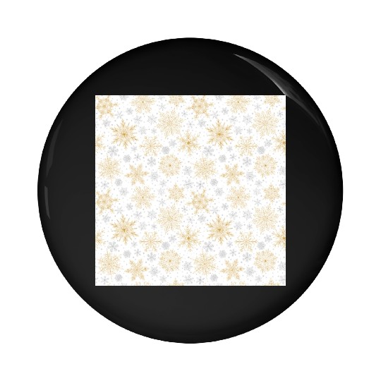 Modern Snowflakes Pattern White Gold Pin Buttons