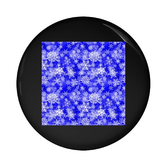 Navy Blue White Snowflakes Pattern Pin Buttons