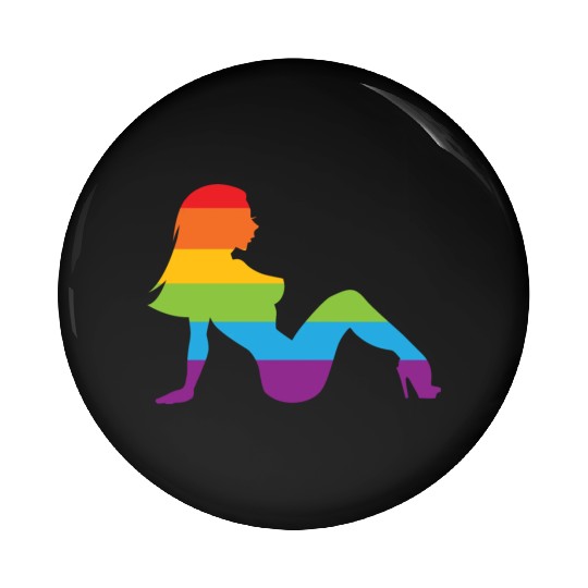 Sexy Retro Mudflap Girl Lesbian Pride LGBT Pin Buttons