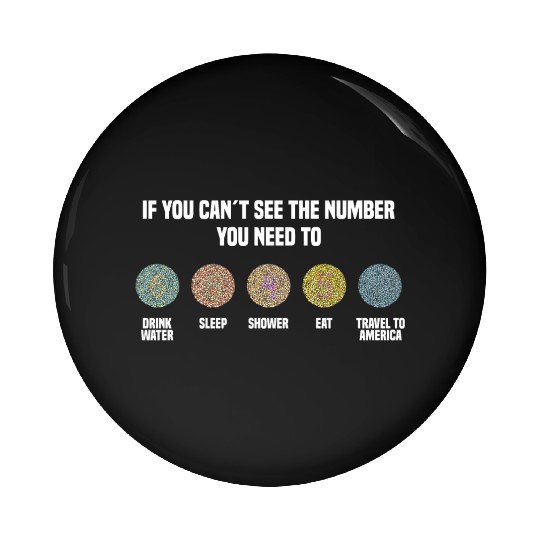 Ishihara Numbers - Travel To America Pin Buttons