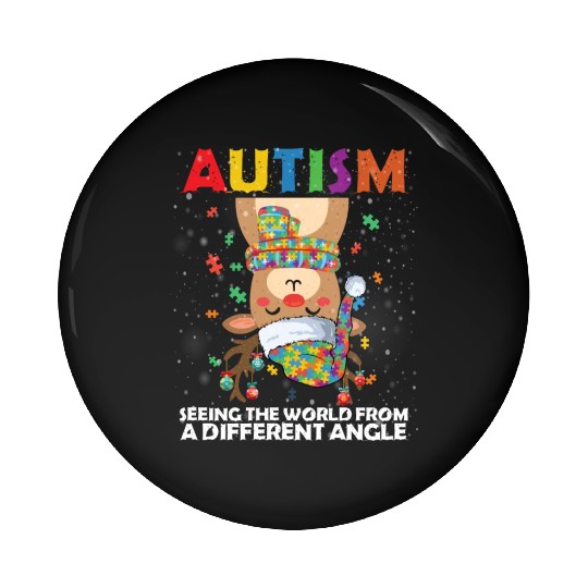 Autism Rudolph Deer Christmas Pin Buttons