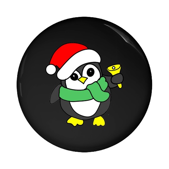penguin ringing bell Pin Buttons