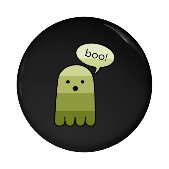 Olive Green Boo Ghost Halloween Pin Buttons