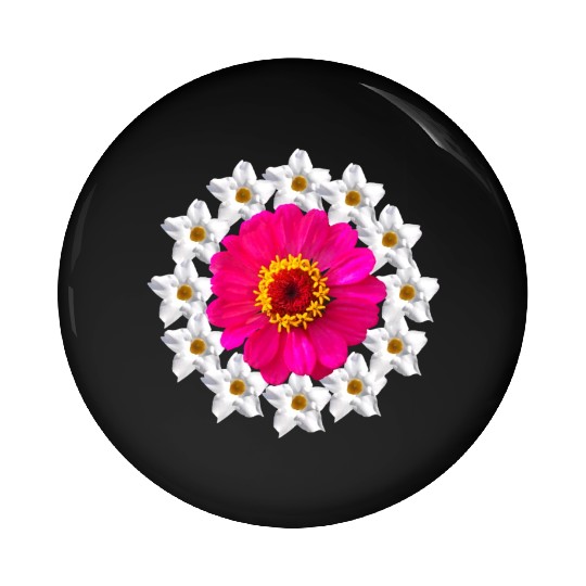 zinnia blossom blooming flower bloom flowerpattern Pin Buttons