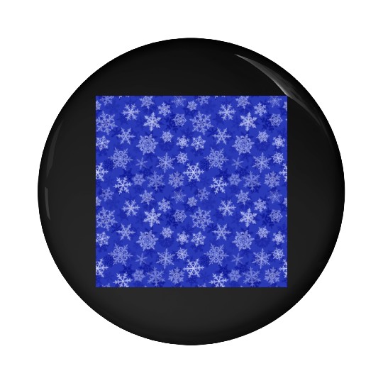 Pretty Navy Blue Snowflakes Pattern Pin Buttons