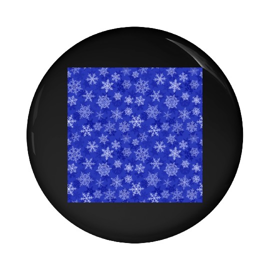 Pretty Navy Blue Snowflakes Pattern Pin Buttons
