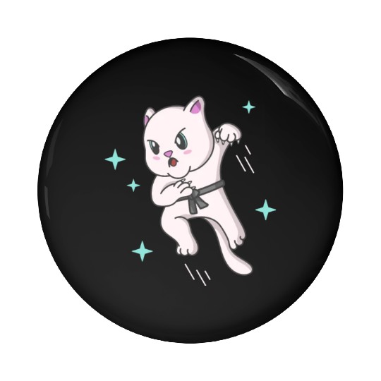 Kawaii Cat Ninja Kitten Fighter Karate Pin Buttons