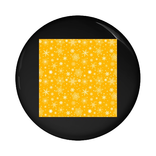 Snowflakes Pattern Yellow White Pin Buttons