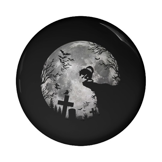 Halloween Werewolf Full Moon Bats and Black trick Pin Buttons