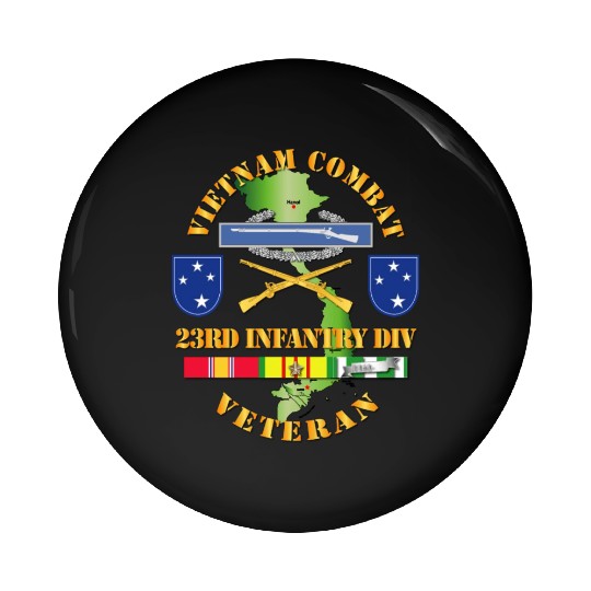 Vietnam Combat Infantry Veteran w 23rd Inf Div SSI Pin Buttons
