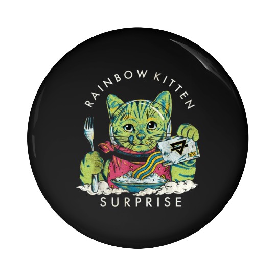 Vintage Rainbow Kitten Surprise Pin Buttons