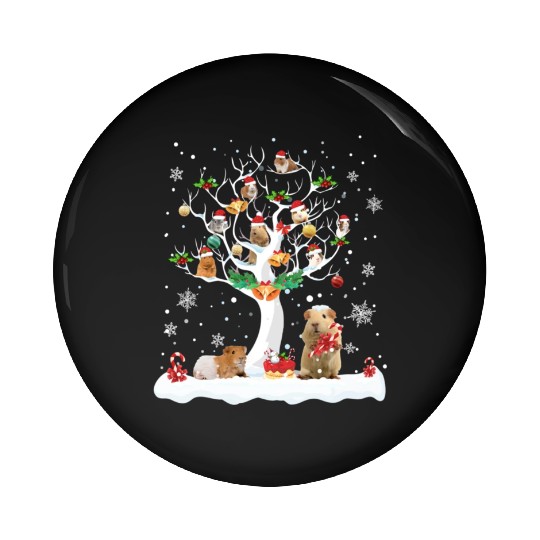 Guinea Pig Christmas On Winter Tree Goat Lover Pin Buttons