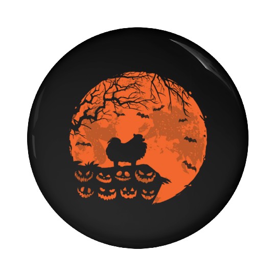 Pomeranian And Moon Halloween Funny Dog Lover Pin Buttons