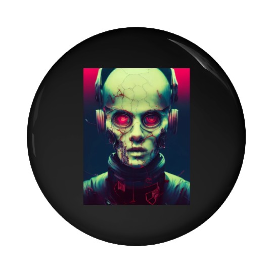 Zombie Cyberpunk Pin Buttons