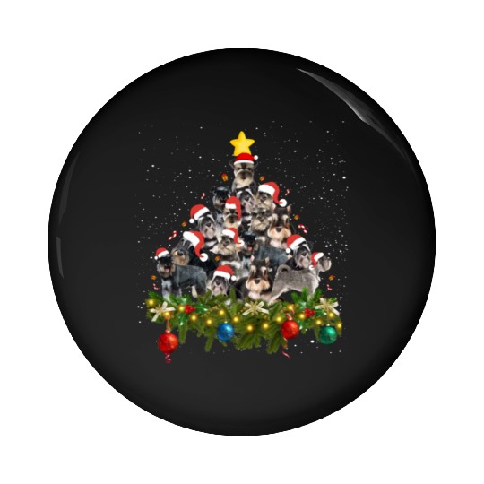 Schnauzer Dogs Tree Christmas Sweater Xmas Pet Pin Buttons