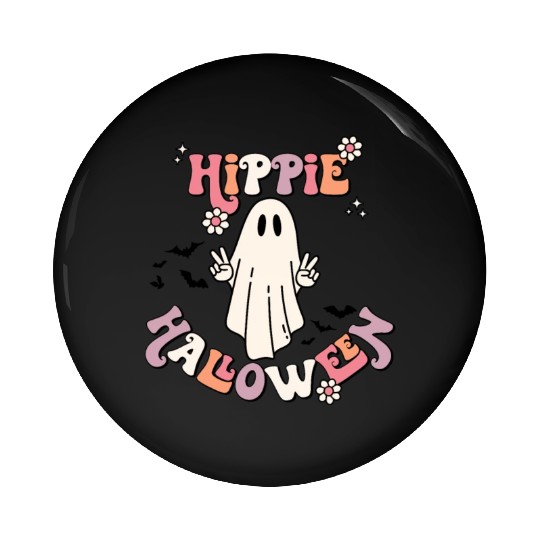 Retro Hippie Halloween Cute Ghost Pin Buttons