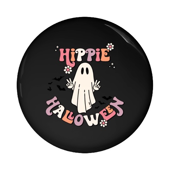 Retro Hippie Halloween Cute Ghost Pin Buttons