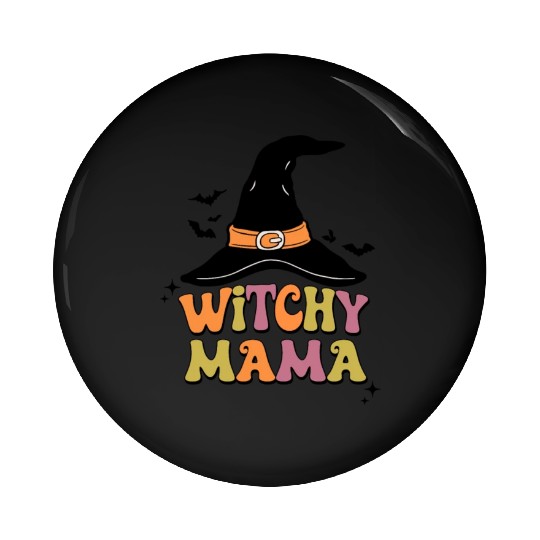 Withcy Mama retro Halloween Witch Hat Pin Buttons