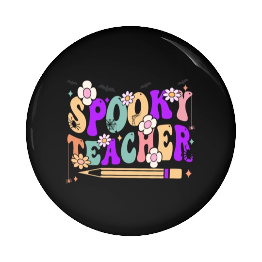 Spooky Season Retro Spooky Teacher Halloween Funny Pin Buttons
