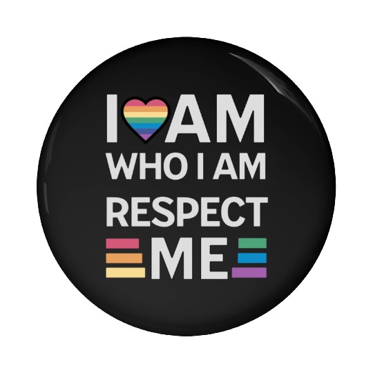 i am who i am respect me rainbow unisex Pin Buttons