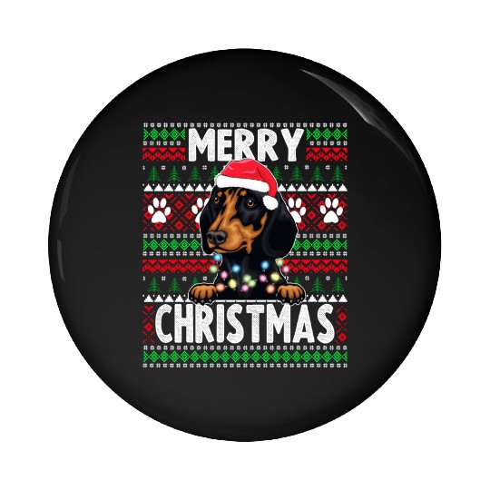 Cute Dog Pajama - Dachshund Dog Lover Christmas Pin Buttons