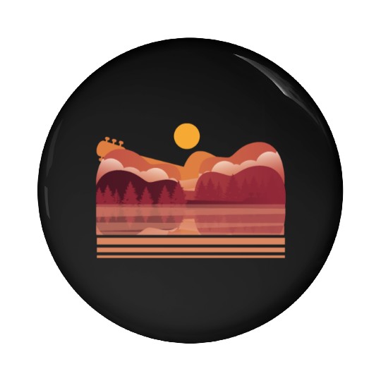 Guitar Player Retro Reflection Acoustic Electric Pin Buttons