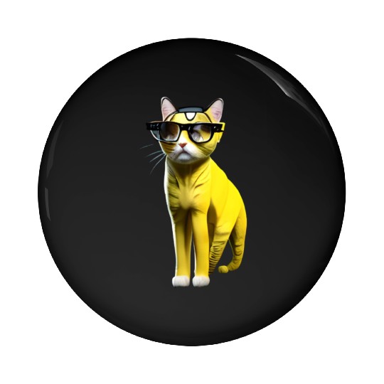 Cute yellow cat _ cat wearing glasses. Pin Buttons