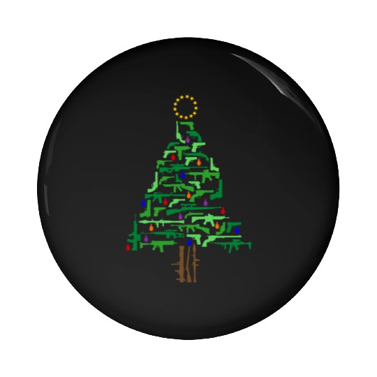 Xmas Patriotic 2nd Amendment Gun Christmas Tree Pin Buttons