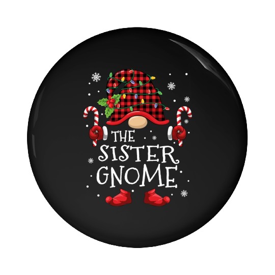 Sister Gnome Buffalo Plaid Christmas Tree Family Pin Buttons