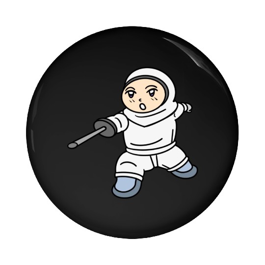 Cartoon kid fencing Pin Buttons