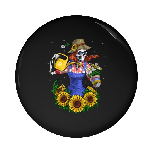 Skeleton Gardening Plants Pin Buttons