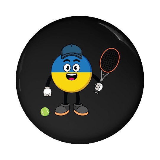 ukraine flag illustration as a tennis player Pin Buttons