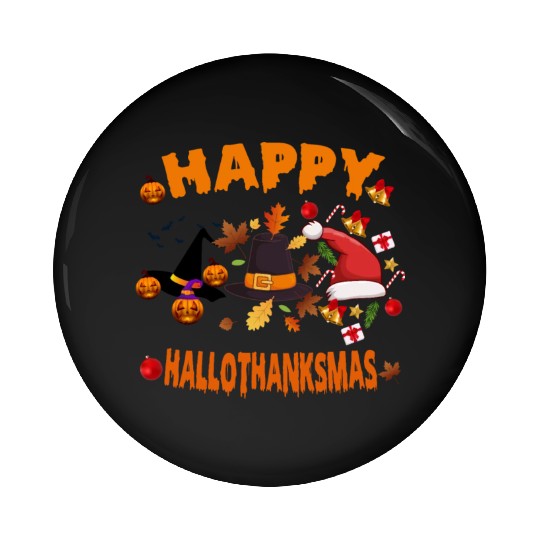 Wine Halloween Christmas Happy Hallothanksmas Pin Buttons