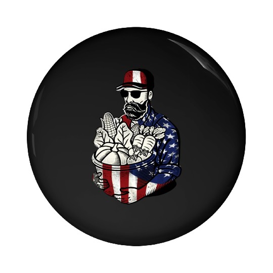 Farming Farmer American Flag Us Pin Buttons