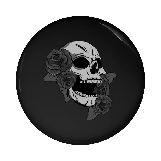 Black Skull Roses Aesthetic Goth Gothic Pin Buttons