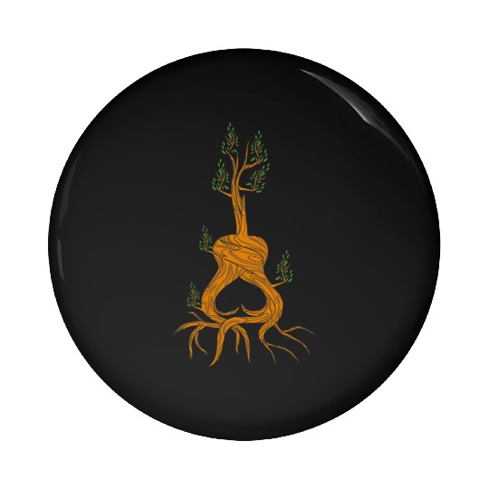 Acoustic Guitar Tree Life Guitar Player Nature Pin Buttons