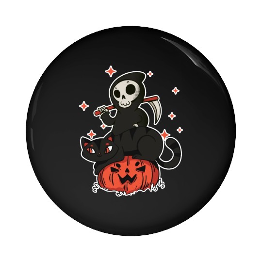 Grim Reaper On A Halloween Pumpkin A Trick Or Pin Buttons