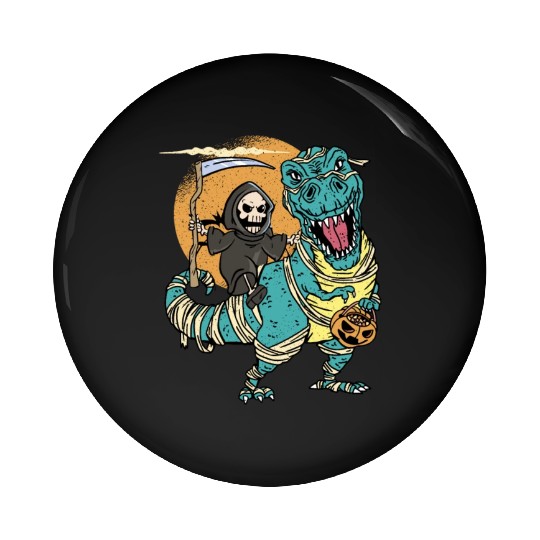 Creepy Grim Reaper Mummysaurus Trex For A Trick Or Pin Buttons