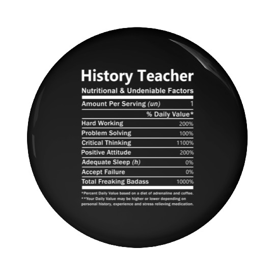 History Teacher Pin Buttons - Nutritional And Undeniab