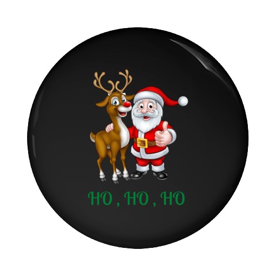 Rudolph the red nose reindeer with Santa Pin Buttons
