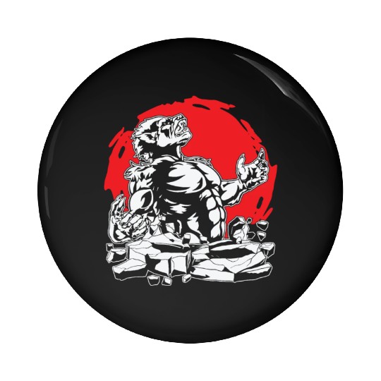 Halloween Monster Line Art Werewolf Horror Pin Buttons