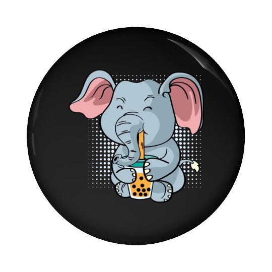 Elephant Bubble Tea Zookeeper Gift Pin Buttons