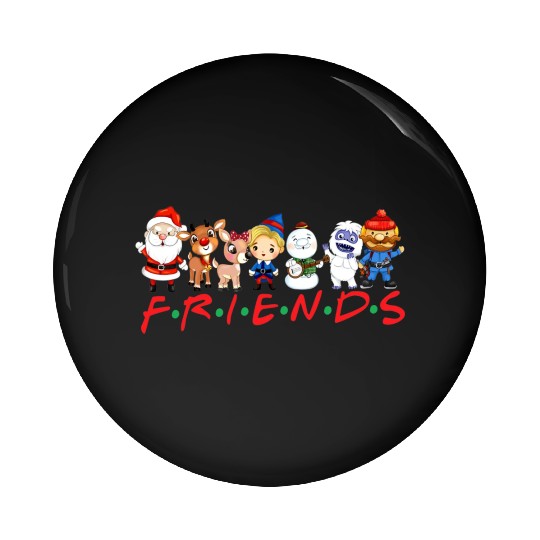 Christmas Friends Santa Rudolph Snowman Family Pin Buttons