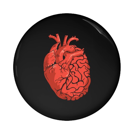 Half Brain Half Heart Organ Anatomy Science Pin Buttons