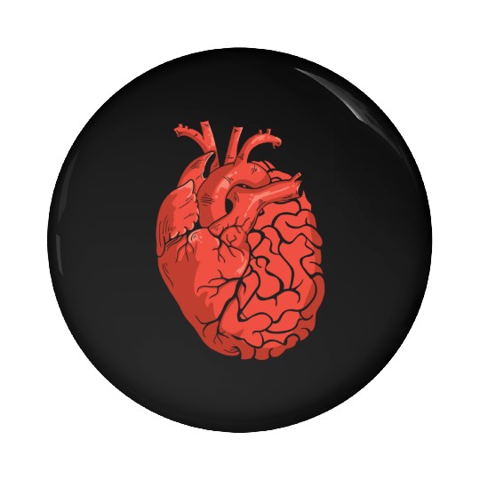 Half Brain Half Heart Organ Anatomy Science Pin Buttons