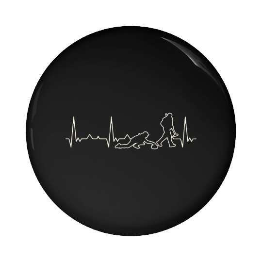 Curling Players Stone. Heart. Love. EKG. Pulse. Pin Buttons