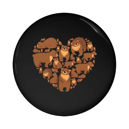 Grizzly Bear lover heart bear love camping hiking Pin Buttons